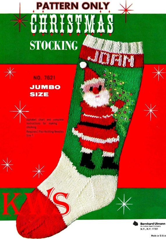 Vintage 50's Christmas Knit STOCKING PDF