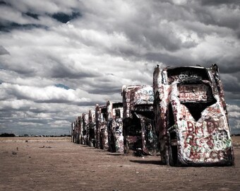 Fine Art Photography, Car Art, Cadillac Ranch, Texas photo, Amarillo, Route 66, Hot Rod, Print, Modern Wall Decor, Gift For Him, Man Cave