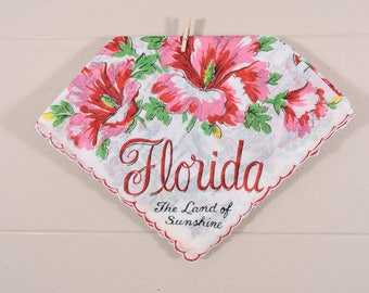 Vintage Florida Hankie / Florida Souvenir Hanky / Florida State Hankie