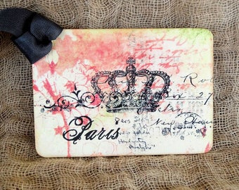French Paris Crown Gift or Scrapbook Tags or Magnet #610