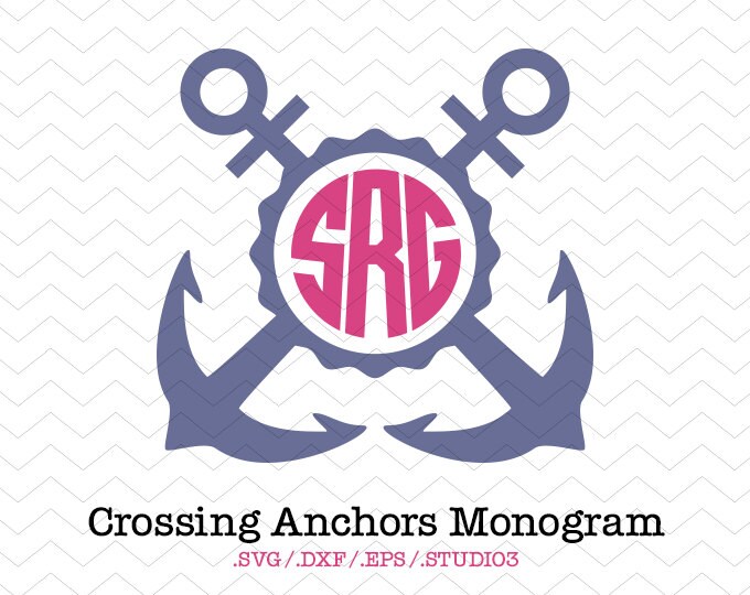 Crossing Anchors Circle Monogram SVG DXF EPS Studio3
