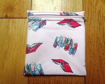 Sandwich Baggie Waterproof Lined Zip Pouch - Straw Case - Sandwich bag - Snack Bag - Bikini Bag - Lunch Bag Make Up Bag Matilda Books