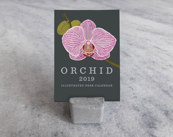 2019 Mini Desk Calendar | Desk Calendar 2019, Orchids | Industrial, wabi sabi, Monthly Calendar, floral