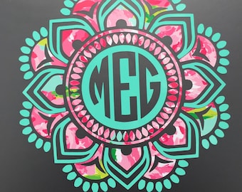 Mandala decal-Mandala Monogram decal-car-yeti- cooler- laptop- planner- macbook