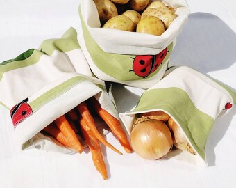 reusable grocery bags. Bulk shopping bag, market bag, bulk bin bag, bulk cloth bag