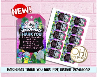 Hatchimals THANK YOU TAGS, Hatchimals Birthday ,Hatchimal Party Supplies, Hatchimal printable, Hatchimals favors,hatchimals instant download