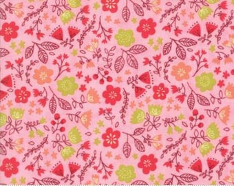 Toss the Garden Pink Cotton Woven, Just Another Walk in the Woods by Moda