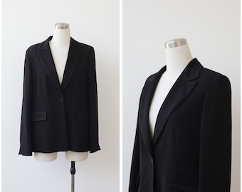 Vintage Black Evening Jacket, Weill Paris Black Formal Blazer Large