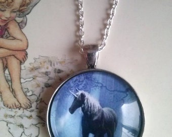 unicorn necklace horse pendant cabochon