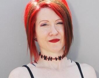 Sally Costume - Stitch Choker Necklace - Natural Flesh 2 with WIDE stitches