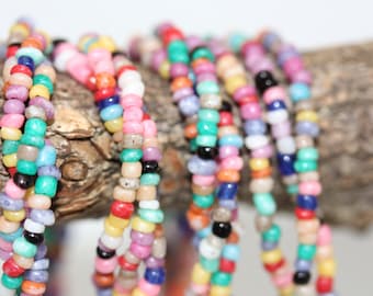 All glass seed bead colorful vintage necklace