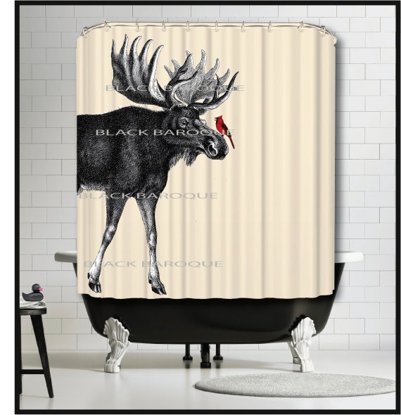 Moose Cardinal Shower Curtain moose animal shower curtains