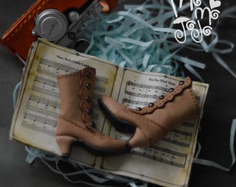 Old Shabby Chic Boots for Blythe/ Azone/ Licca/Momoko Blythe Doll Shoes B44