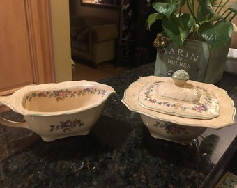 Vintage Briar Rose Pope Gosser Sugar and Creamer 30-32