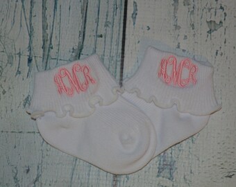 Monogram Girls Socks Infant Toddler and Girls Sizes Personalized Sock
