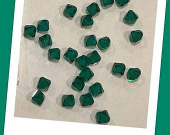 Swarovski 4mm Bicone Crystal Beads EMERALD
