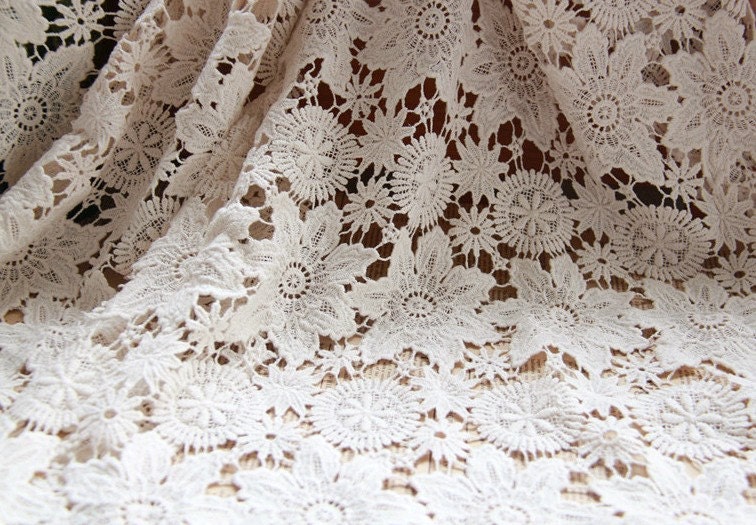 Vintage Cotton Floral Embroidery Lace Fabric 51 inches Wide