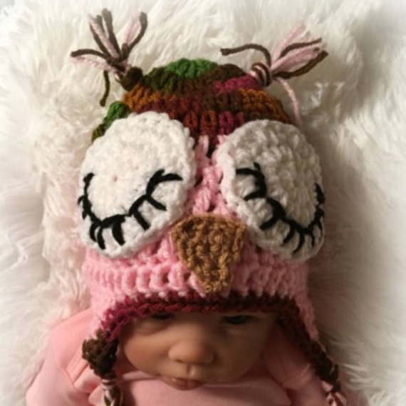 sleepy owl hat sleepy owl baby hat crochet owl hat baby owl