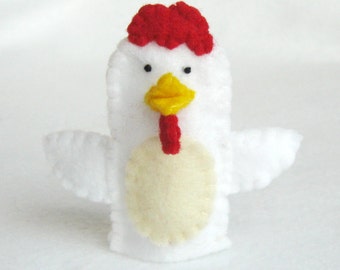 Hen, hen puppet, hen finger puppet, hen felt puppet, chicken puppet, chicken finger puppet, felt puppet, finger puppet, felt finger puppet