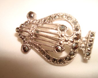 1928 Brand Marcasites Musical Lyre Pin.