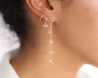 Gold Dangle Earrings - Freshwater Pearl or Gold Ball Earrings - Wedding Jewelry - Drop Earrings - Dainty Gold Earrings - Bohemian Earrings
