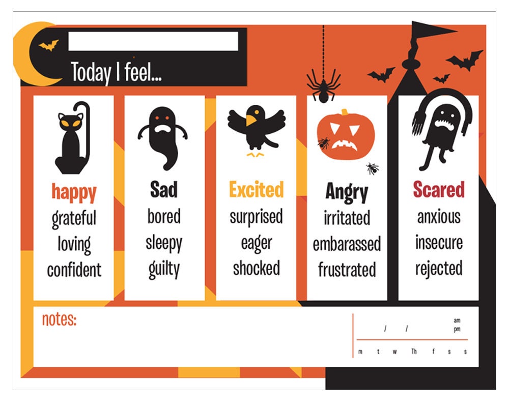 Printable Halloween Emotions Chart. How do you feel today Printable Halloween Emotions Chart. How do you feel today