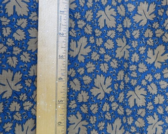 Judie Rothermel for Marcus Bros. Textiles Dark Blue with Tan Leaves Fall Cotton Fabric One Yard by 44" Wide Cotton Fabric by Marcus Bros.