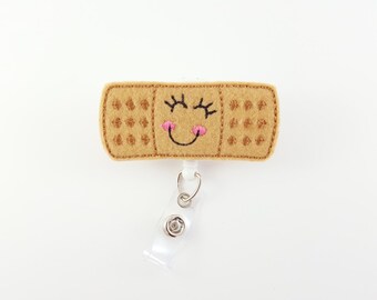 Bandaid - Felt Badge Reel - Nurse Badge Holder - RN Badge Reel - Pediatric Badge Clip - Name ID Badge Holder - Retractable Badge - Doctor