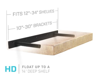 Floating Shelf Bracket for 12" to 34" Long Floating Shelf - HEAVY DUTY - Hardware Only (US Patent 9,861,198 )