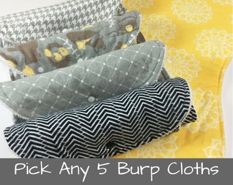 Baby Burp Cloths Girl or Boy Baby Shower Gift Contoured Burp Cloth Set Burp Rags