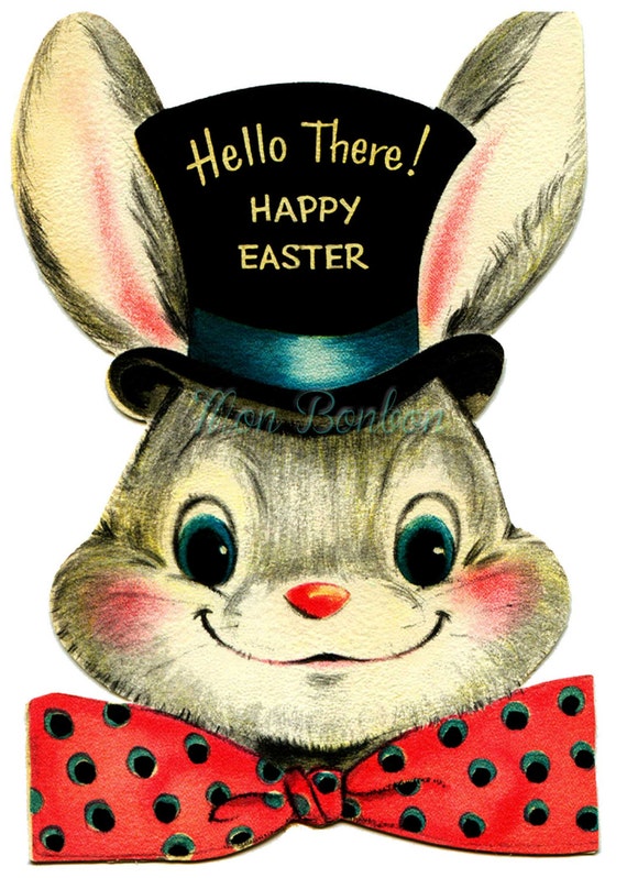 Vintage Easter Bunny Clip Art 4x6 Digital Clip Art use for