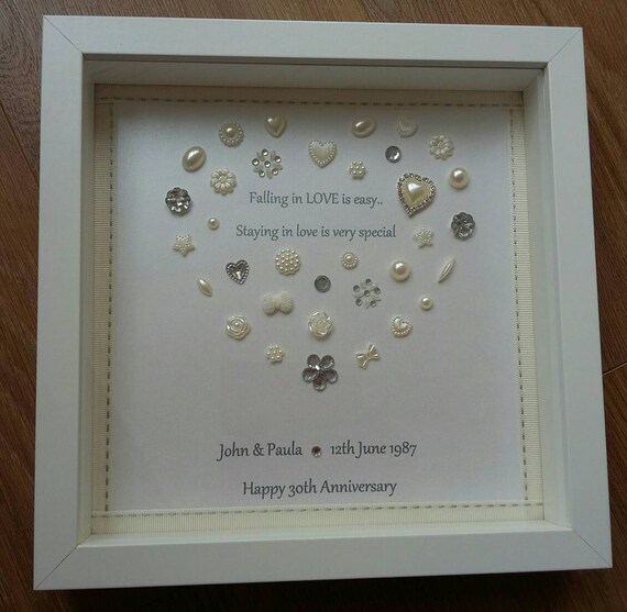 Personalised Heart 30th Pearl Wedding Anniversary frame