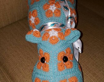 Crochet Miami Dolphins Hippopotamus the Hippo, Heidibears Design.