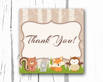 Woodland Favor Tags Woodland Baby Shower Tags Forest Animals