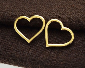 2 of 925 Sterling Silver 24k Vermeil Style Heart Links, Connectors 12.3x14.mm. :vm0549