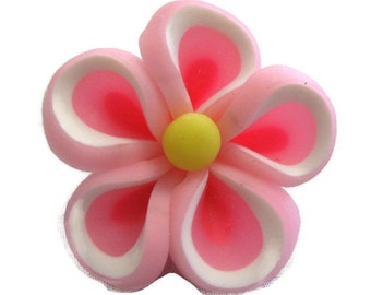 Pink Polymer Clay Flowers 20mm Beads Set of 4 (H10)