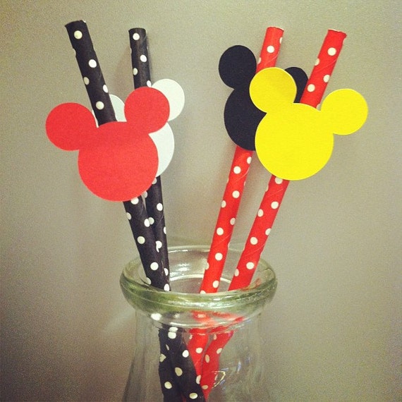 Mickey Mouse Paper Party Straws set of 12 great for