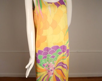 1970s Psychedelic Print Knit Dress