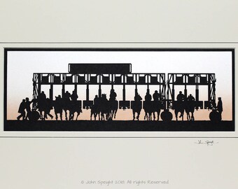 Horse Racing Starting Gate Hand-Cut Papercut