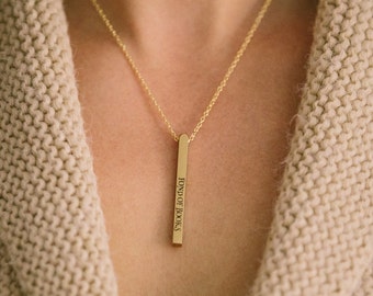 Bookworm - She Is Too Fond Of Books - Vertical Bar Necklace - Bookish Gift For Her - Louisa M Alcott Quote - Literary Gift For Readers
