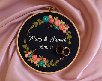 Wedding embroidery, Embroidery hoop art, Floral hand embroidery, Personalized custom embroidery, Modern embroidery, Anniversary gift