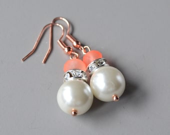 Pearl earrings pearl & rose