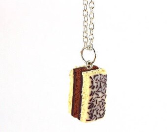 Neapolitan chocolate cake necklace