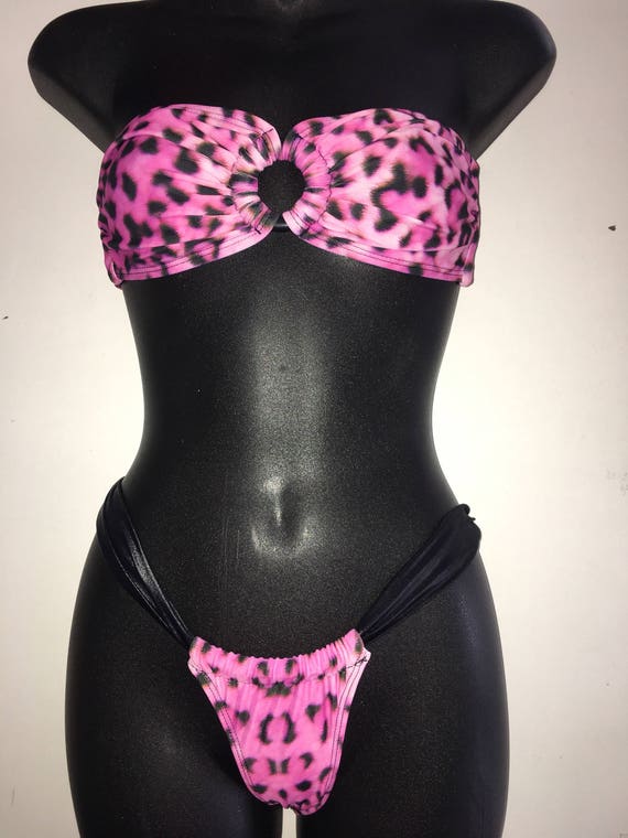 35%OFFSALE*** MissManeater WILD ring front bandeau top + sliding soft band super low boutique bikini pant *** BRAZILIAN cut!