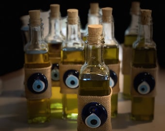Olive oil favor with evil eye