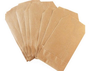 X 100 Mini Sachets en papier kraft 7 x 12 cm- Pochettes cadeaux kraft - Idéal cadeaux d'invités - Mariage, Baptême,Boutique, Emballage
