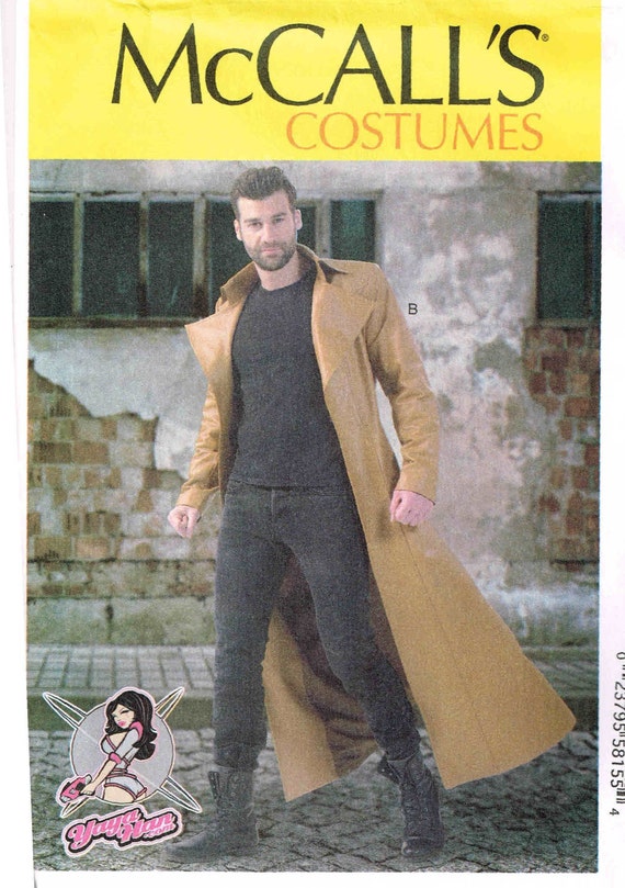 Sewing Pattern Men Duster Coat Fitted Lined Long redingote