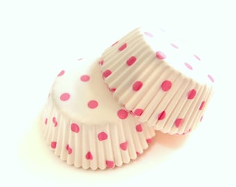 Mini Baby Pink Polka Dot White Cupcake Liners (50)