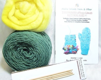 Thrummed Mitten Knitting Kit 100% Kettle Dyed Wool