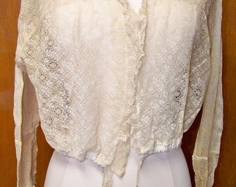 Antique Edwardian Lace Cream Shirt Blouse 1900's